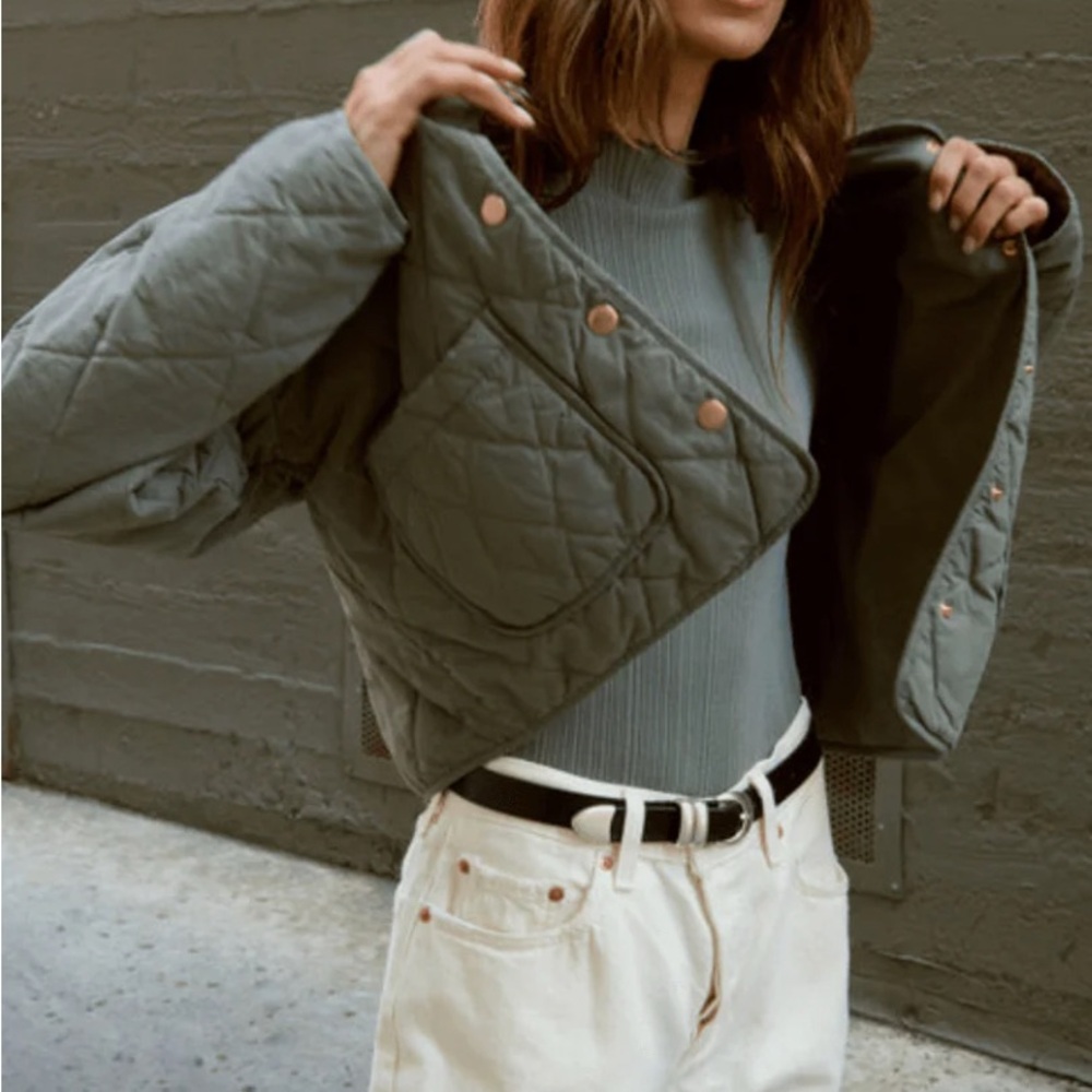 Nation LTD Quilted Puffer Jacket in Gray